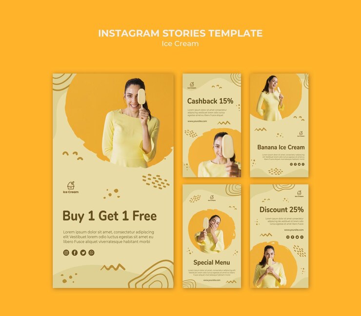 PSD gratuito plantilla de historias de instagram de helados