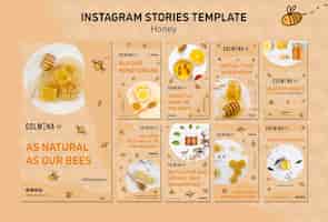 PSD gratuito plantilla de historias de instagram de honey shop