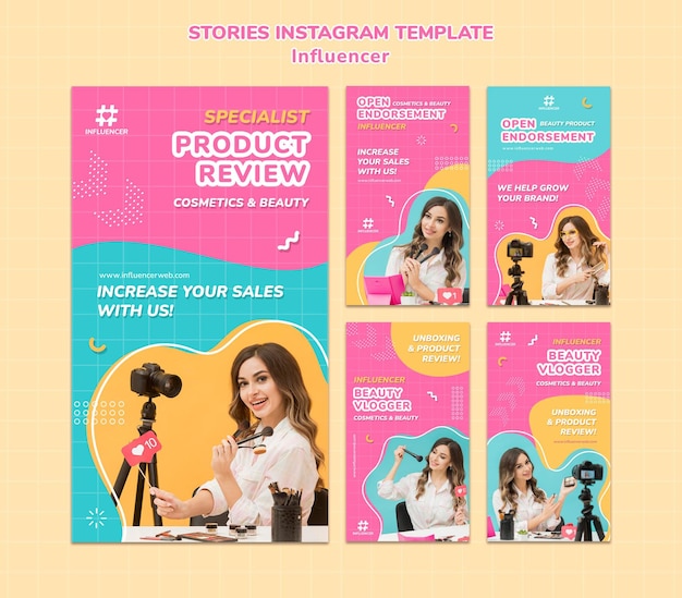 PSD gratuito plantilla de historias de instagram de influencers