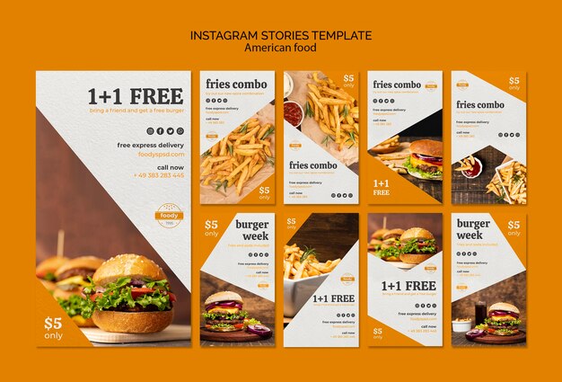 PSD gratuito plantilla de historias de instagram de jugosa hamburguesa