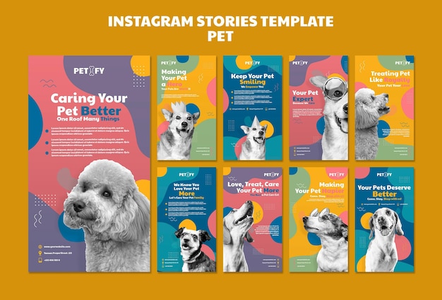 PSD gratuito plantilla de historias de instagram de mascotas lindas