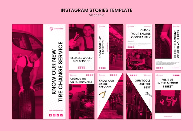 PSD gratuito plantilla de historias de instagram mecánico