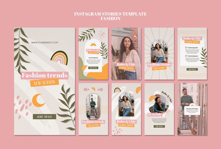 PSD gratuito plantilla de historias de instagram de moda de diseño plano
