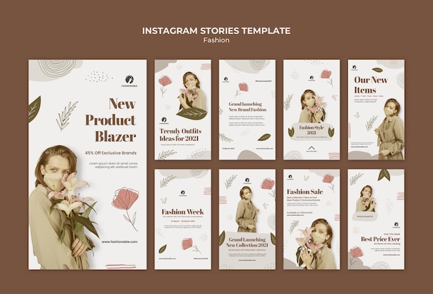 PSD gratuito plantilla de historias de instagram de moda con foto