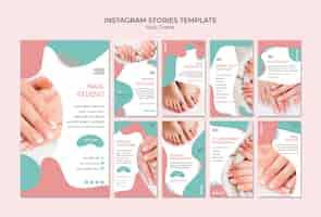 PSD gratuito plantilla de historias de instagram de nail studio