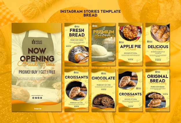 PSD gratuito plantilla de historias de instagram con pan