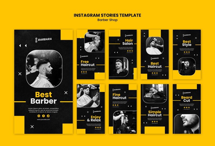 PSD gratuito plantilla de historias de instagram de peluquería