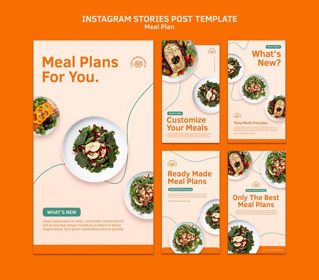 Plantilla de historias de instagram de planes de comidas