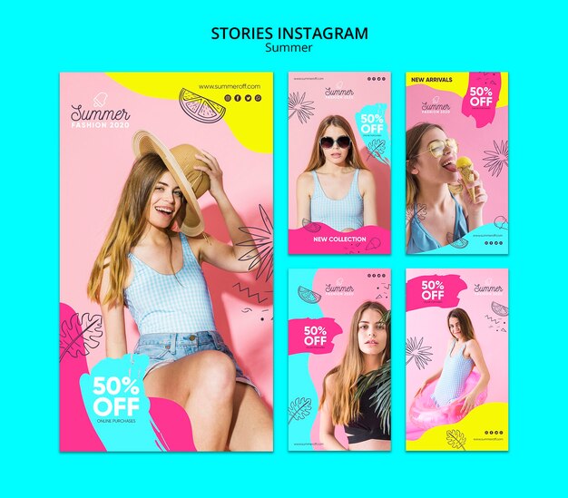 Plantilla de historias de Instagram con rebajas de verano