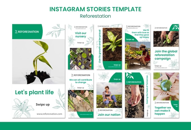 Plantilla de historias de instagram de reforestación