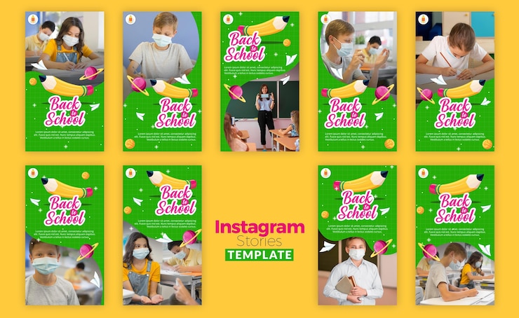 PSD gratuito plantilla de historias de instagram de regreso a la escuela