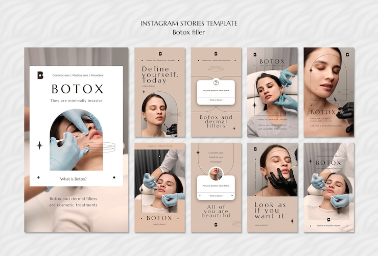 PSD gratuito plantilla de historias de instagram de relleno de botox