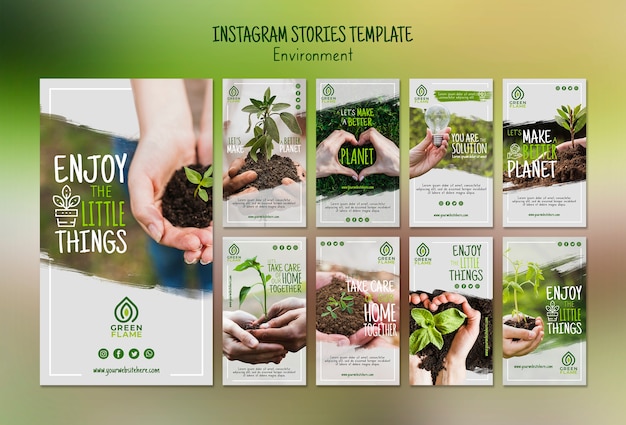 PSD gratuito plantilla de historias de instagram con save the planet