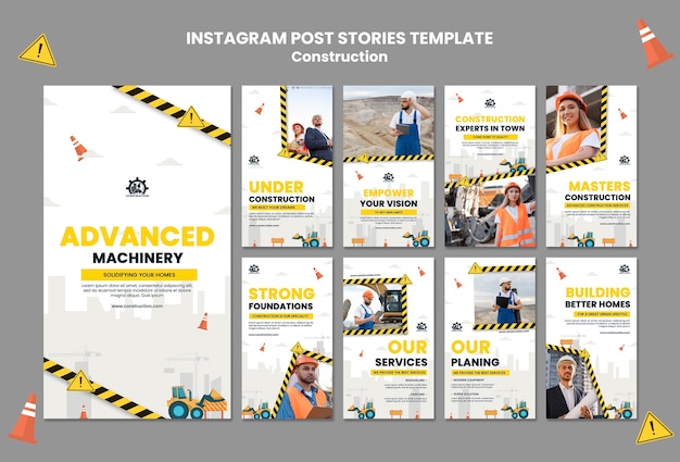 Plantilla de historias de instagram de servicios de construcción