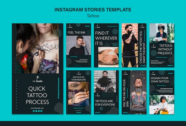 Plantilla de historias de instagram de tatuaje