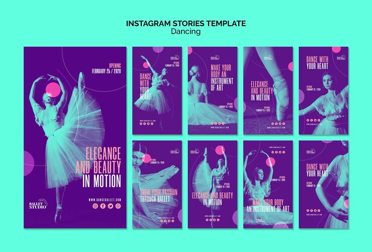 PSD gratuito plantilla de historias de instagram con tema de baile