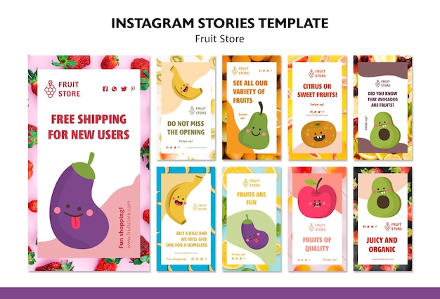 Plantilla de historias de instagram de tienda de frutas