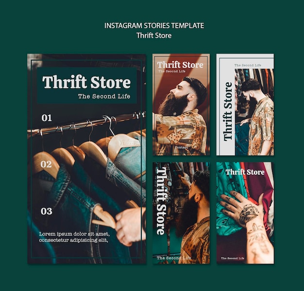 Plantilla de historias de instagram de tienda de segunda mano