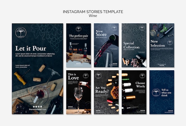 Plantilla de historias de instagram de tienda de vinos