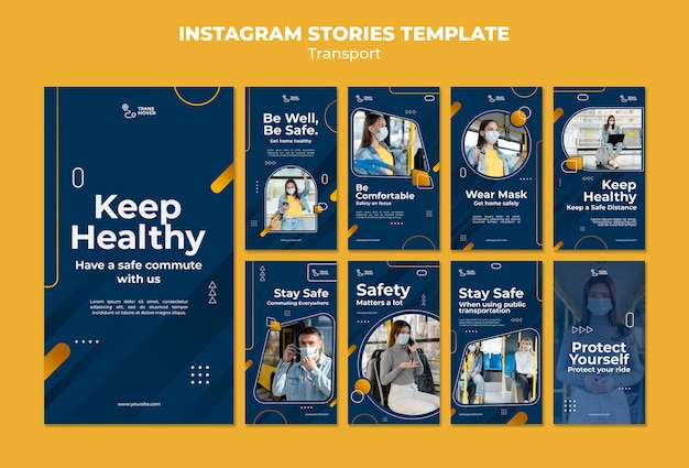 PSD gratuito plantilla de historias de instagram de transporte seguro