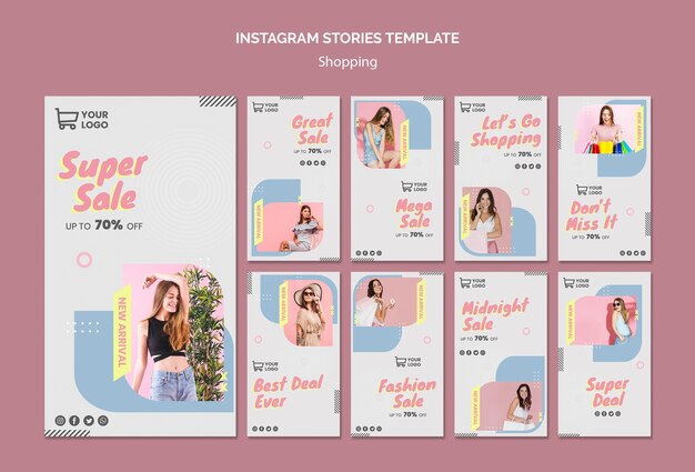Plantilla de historias de instagram de venta de compras