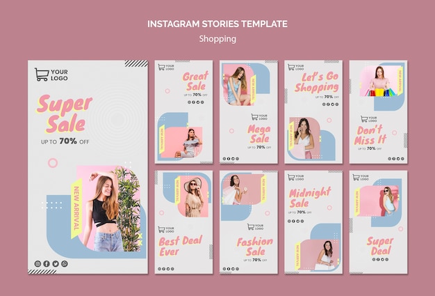 Plantilla de historias de instagram de venta de compras