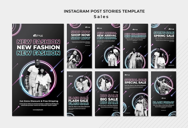 PSD gratuito plantilla de historias de instagram de ventas de moda