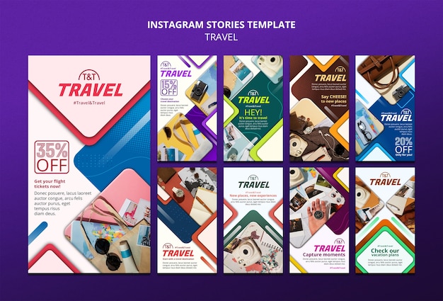 PSD gratuito plantilla de historias de instagram de viajes realistas