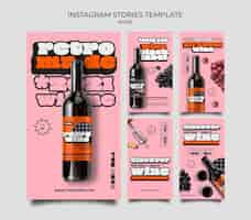 PSD gratuito plantilla de historias de instagram de vino retro