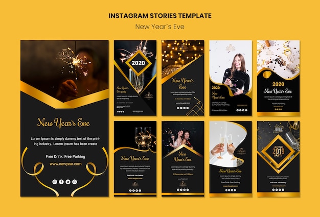 Plantilla de historias de instagram para la víspera de año nuevo