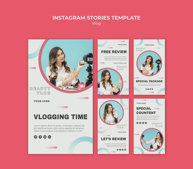 PSD gratuito plantilla de historias de instagram de vlog concept
