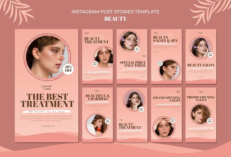 PSD gratuito plantilla de historias de publicaciones de instagram de belleza