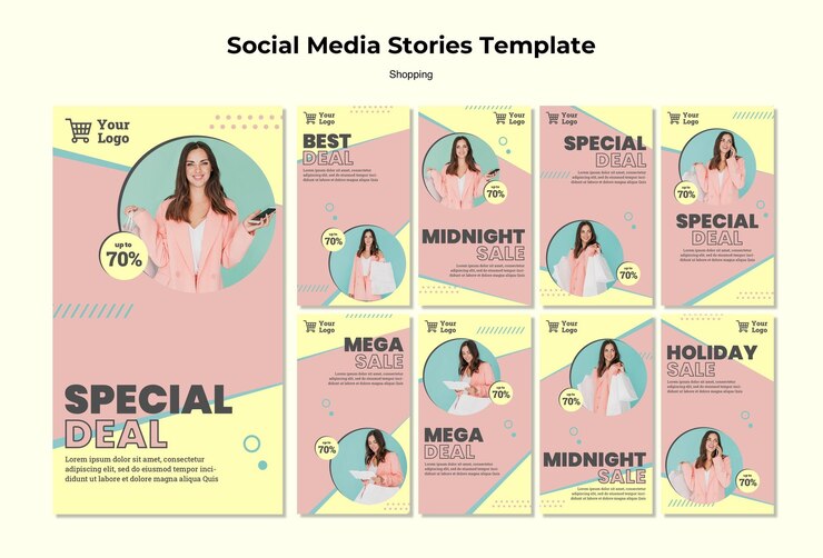 PSD gratuito plantilla de historias de redes sociales de compras
