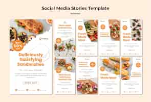 PSD gratuito plantilla de historias de redes sociales concepto sándwich