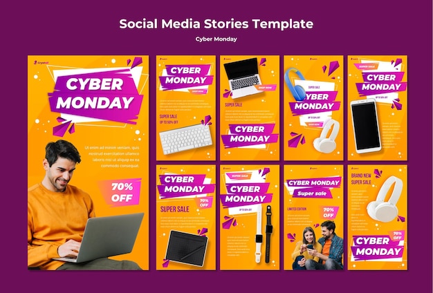 PSD gratuito plantilla de historias de redes sociales de cyber monday