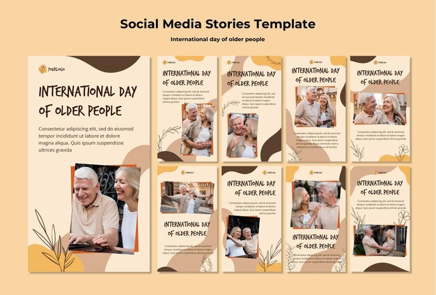 Plantilla de historias de redes sociales del día internacional de las personas mayores