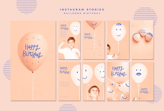 Plantilla de historias de redes sociales de feliz cumpleaños