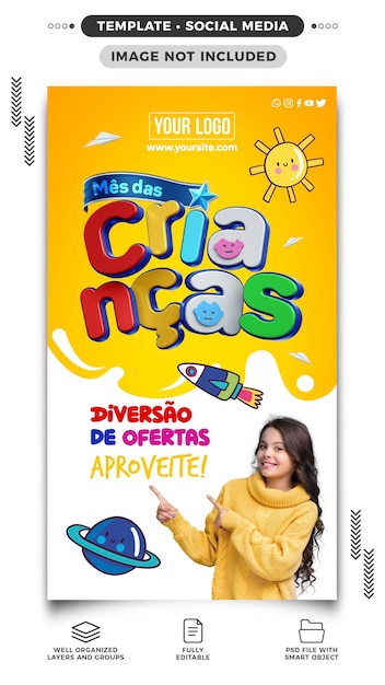 Plantilla Historias de redes sociales Mes de los niños ofrece diversión