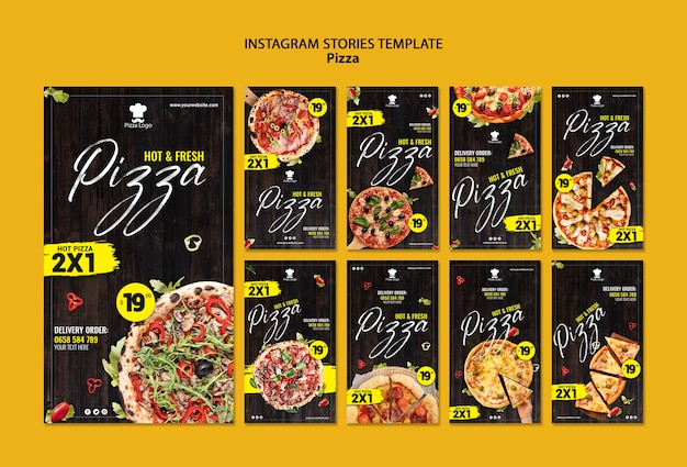 Plantilla de historias de redes sociales de pizzerías