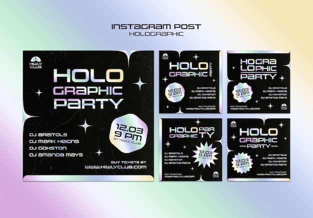 PSD gratuito plantilla holográfica de diseño plano