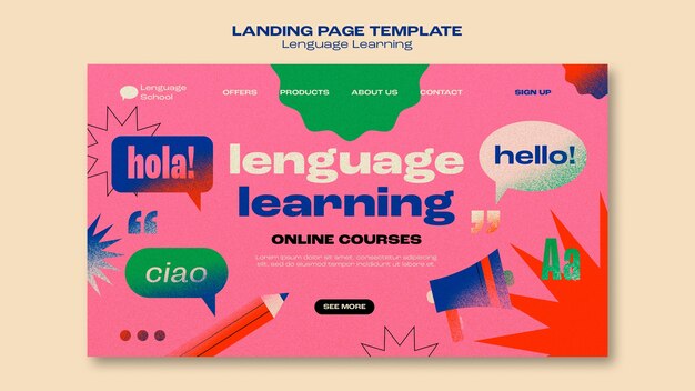 Plantilla de idioma de aprendizaje de diseño plano