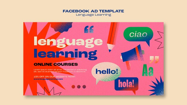 Plantilla de idioma de aprendizaje de diseño plano