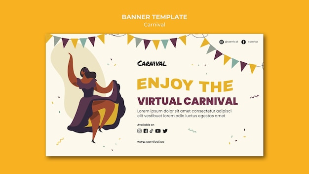 Plantilla ilustrada de banner de carnaval