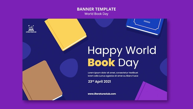 PSD gratuito plantilla ilustrada de banner del día mundial del libro