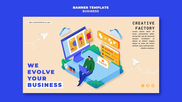 Plantilla ilustrada de banner empresarial