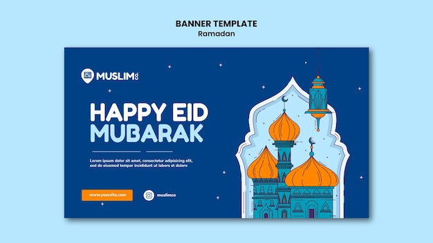 PSD gratuito plantilla ilustrada de banner de ramadan kareem