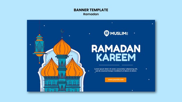 Plantilla ilustrada de banner de ramadan kareem