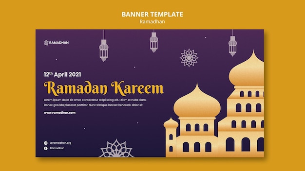 PSD gratuito plantilla ilustrada de banner de ramadan kareem