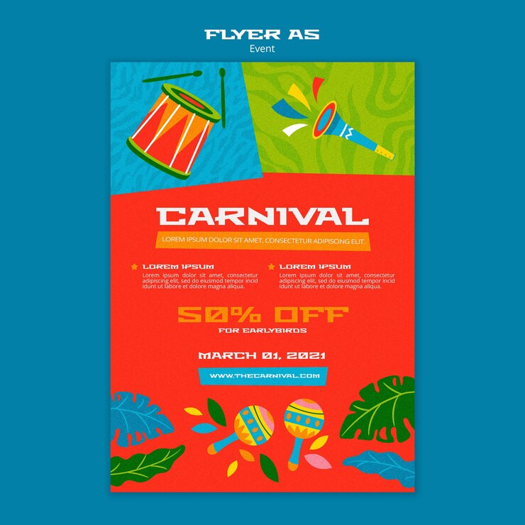 PSD gratuito plantilla ilustrada de cartel de carnaval