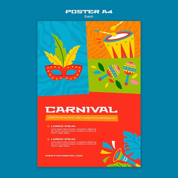 PSD gratuito plantilla ilustrada de cartel de carnaval